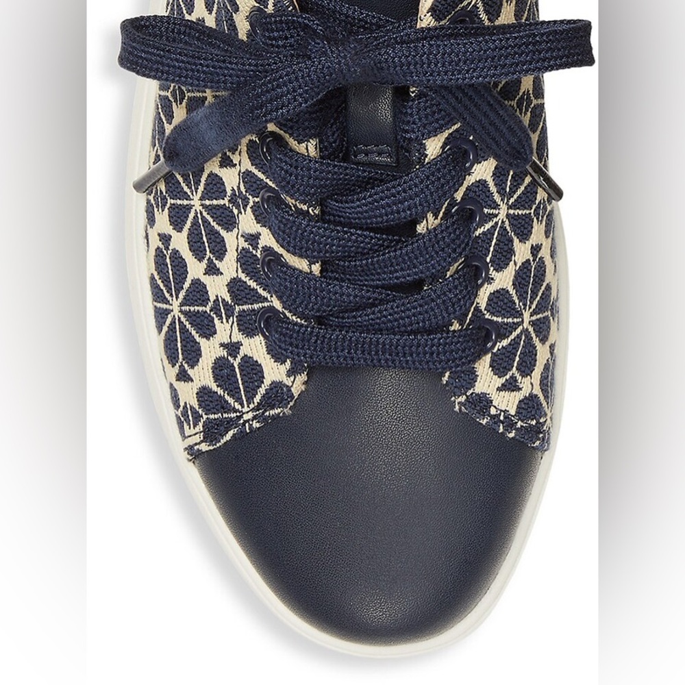 ♥️♠️♥️ Kate Spade Flower Jacquard Keswick Sneakers Navy blue, size 7 ♥️♠️♥️ - Picture 7 of 10